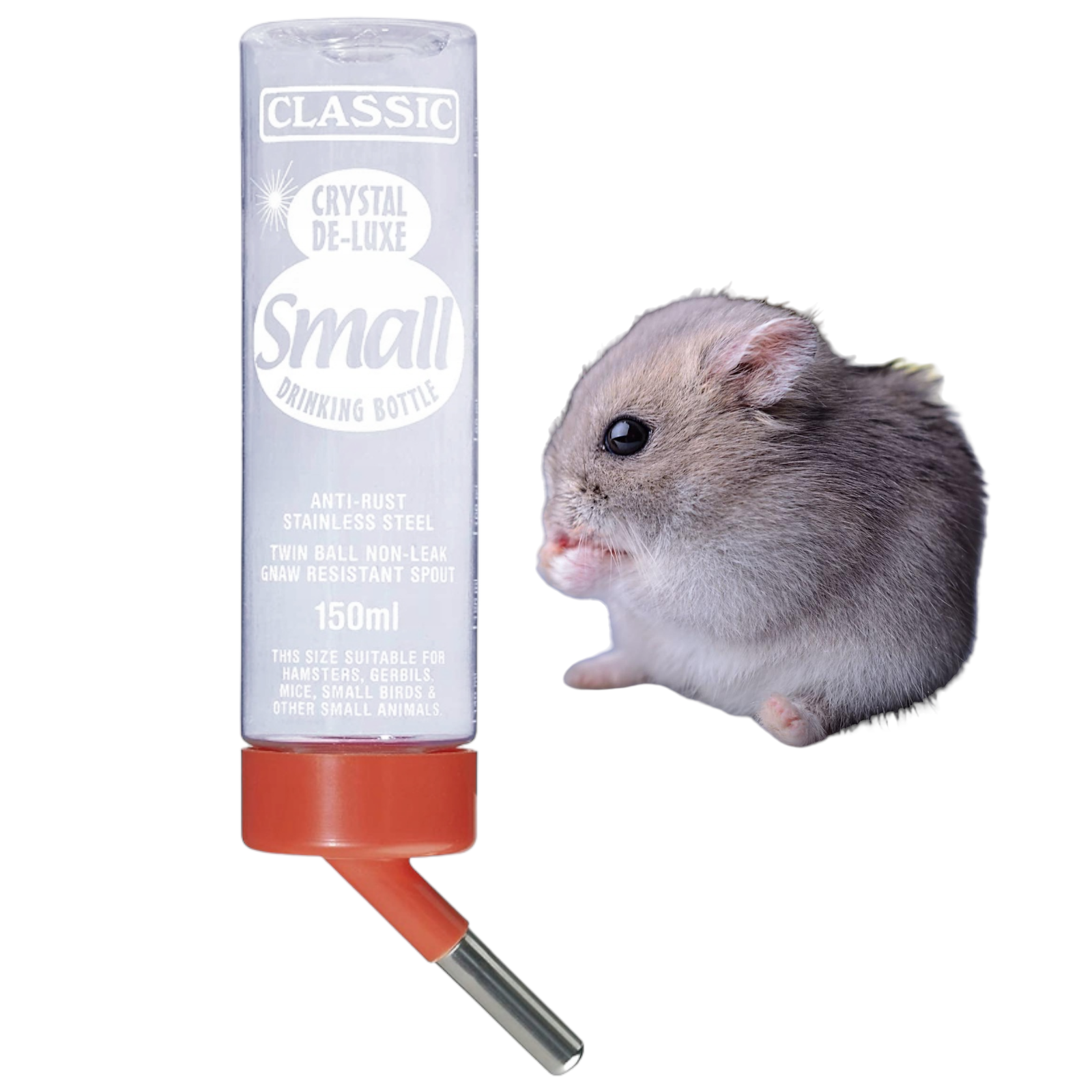 KERBL Classic de Luxe Műanyag ketrecre szerelhető Rágcsáló itató 150ml - Átlátszó / Piros