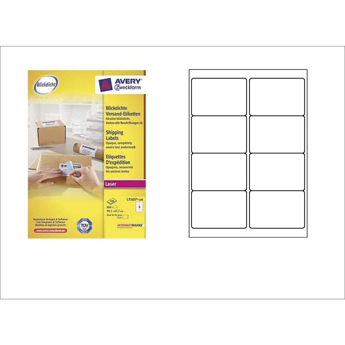 Avery L7165-100 QP 99,1x67,7mm csomagokhoz 800db-os etikett (L7165-100)