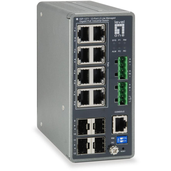 LevelOne IGP-1271 netværksswitch Administreret L3 Gigabit Ethernet (10/100/1000) Strøm over Ethernet (PoE) Grå