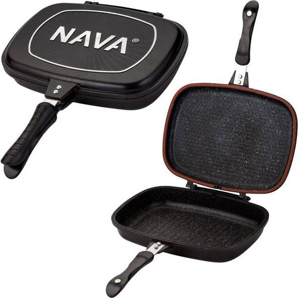 NAVA Stone dupla grillserpenyő, tapadásmentes bevonattal, öntött alumínium, 32 cm
