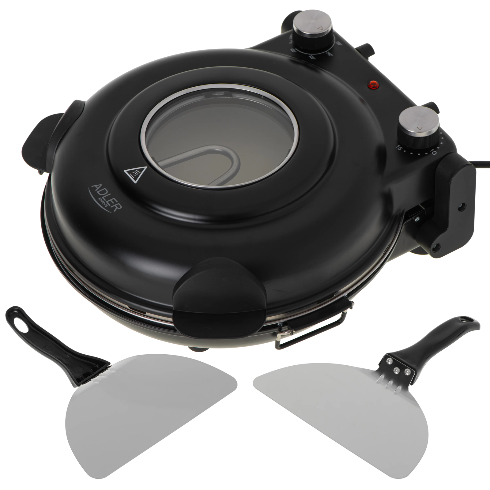 Adler AD 6314 Elektromos konyhai kőlapos Pizzasütő Ø 31.5cm 1200W - Fekete (AD 6314)