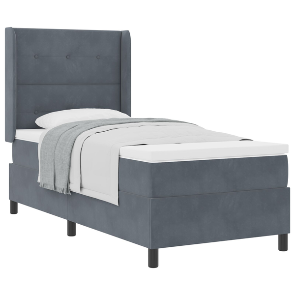 Boxspring Ágy Matrac Praktikus Szürke 100x200 cm Bársonyos