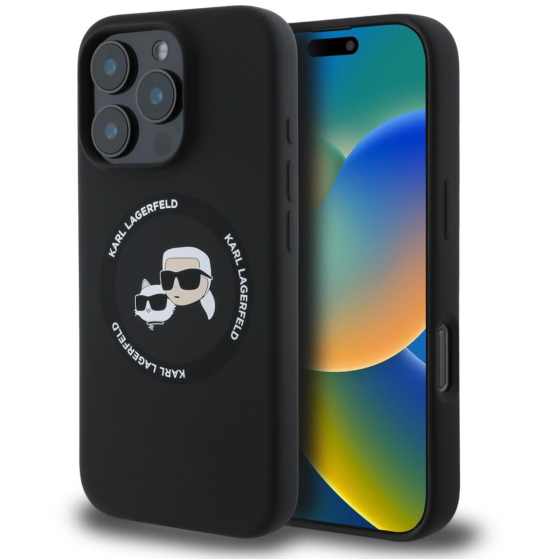 Karl Lagerfeld Liquid Silicone K&CH Heads MagSafe iPhone 16 Pro Max Black tok (KLHMP16XSKCHTCK)