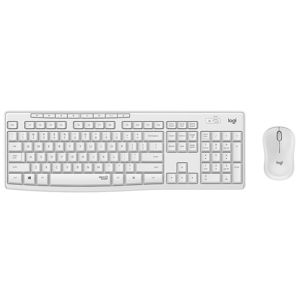 Logitech MK295 Silent Wireless Combo tastatur Mus inkluderet Kontor RF trådløst QWERTY Engelsk Hvid
