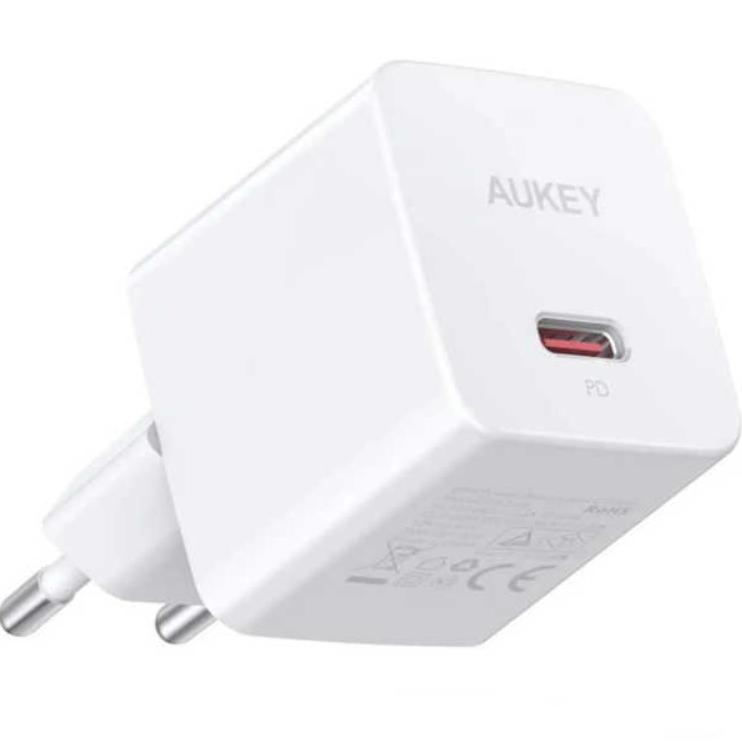 Aukey PA-Y20S Hálózati USB-C töltő - Fehér (20W) (PA-Y20S WHITE)