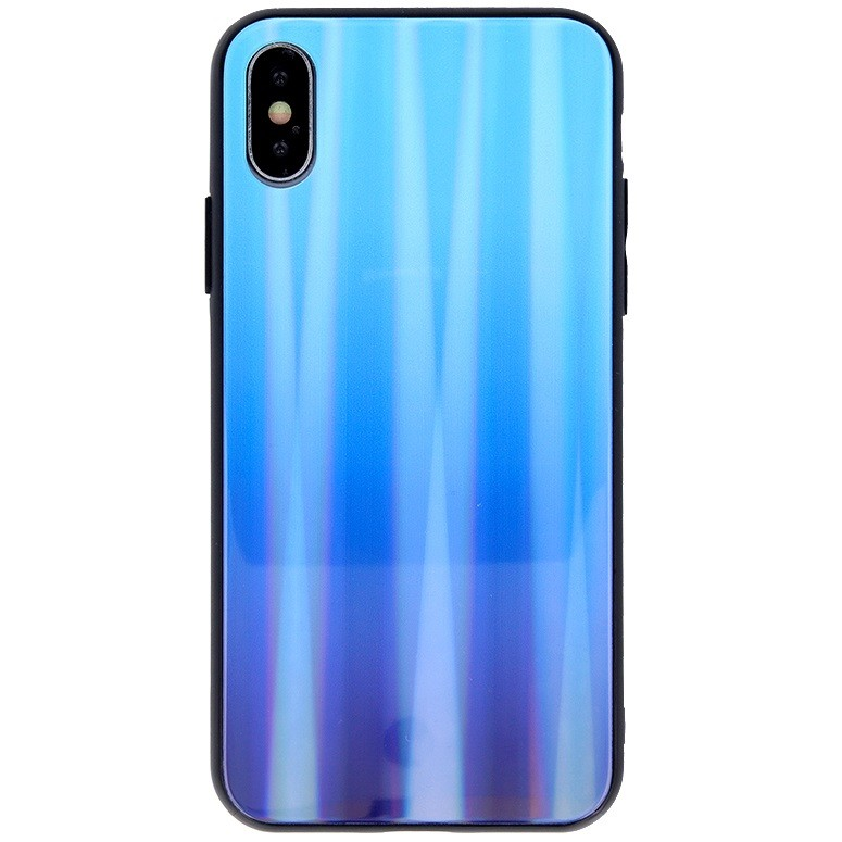 Samsung Galaxy S20 Ultra 5G SM-G988, Szilikon védőkeret, edzett üveg hátlap, Aurora Glass, kék (88966)