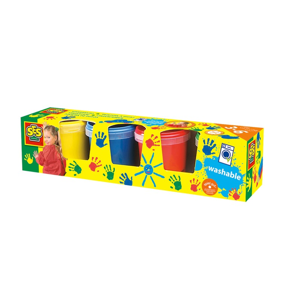 SES Creative Washable Finger Paints (Pack of 4) vaskbar fingermaling Blå, Grøn, Rød, Gul