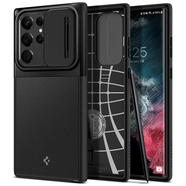 Spigen Optik Armor Samsung Galaxy S22 Ultra tok fekete (ACS04281) (ACS04281)
