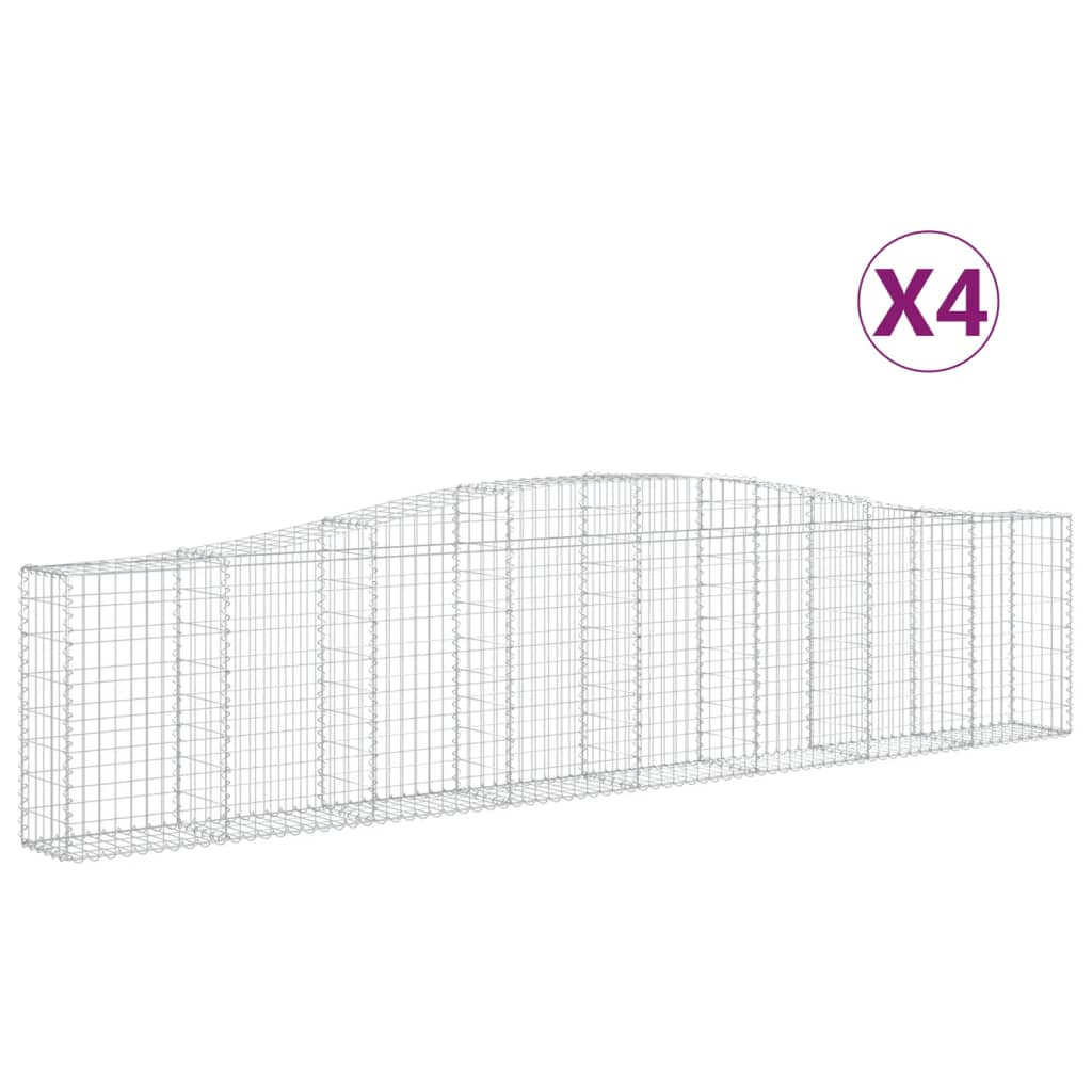 4 db íves horganyzott vas gabion kosár 400x30x80/100 cm (3145815)