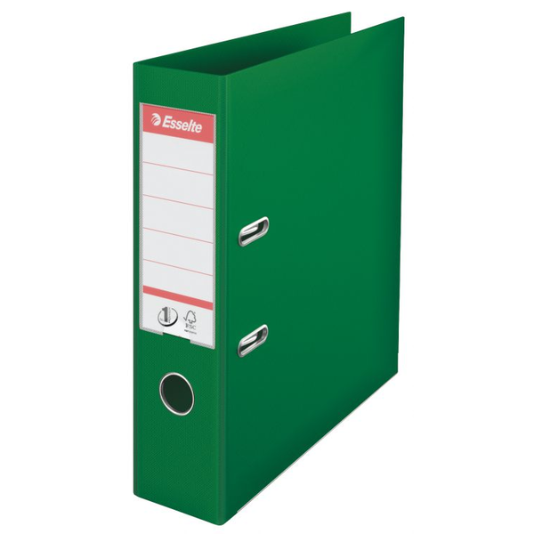 Esselte Plastic Standard Lever Arch Files, Green raccoglitore ad anelli A4 Verde