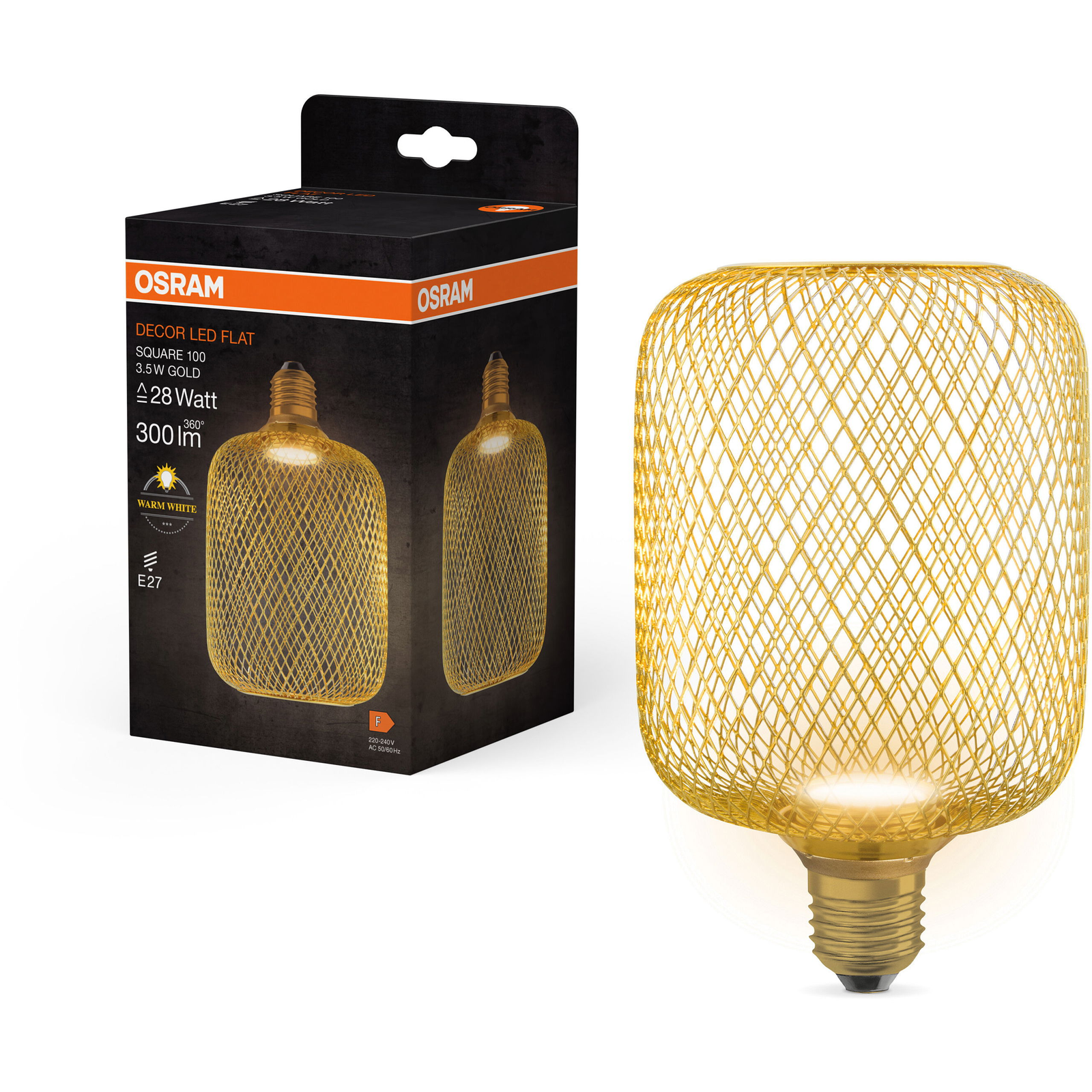 OSRAM LED izzó, 3,5 W, E27, SQUARE, meleg fehér (4058075840102)