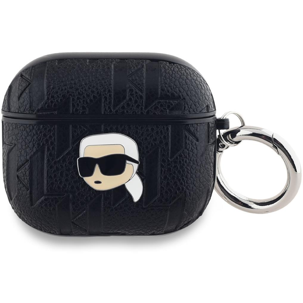 Karl Lagerfeld Embossed Karl Head AirPods 3 fekete PU tok (KLA3PGKIPK)