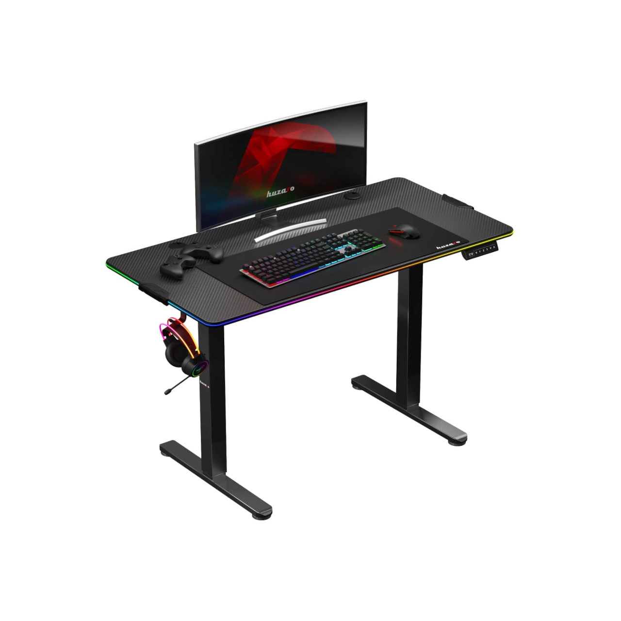 Huzaro Hero 8.2 RGB Elektromosan állítható Gamer asztal 120 x 60 x 72-118 cm - Fekete (HZ-HERO 8.2 RGB)