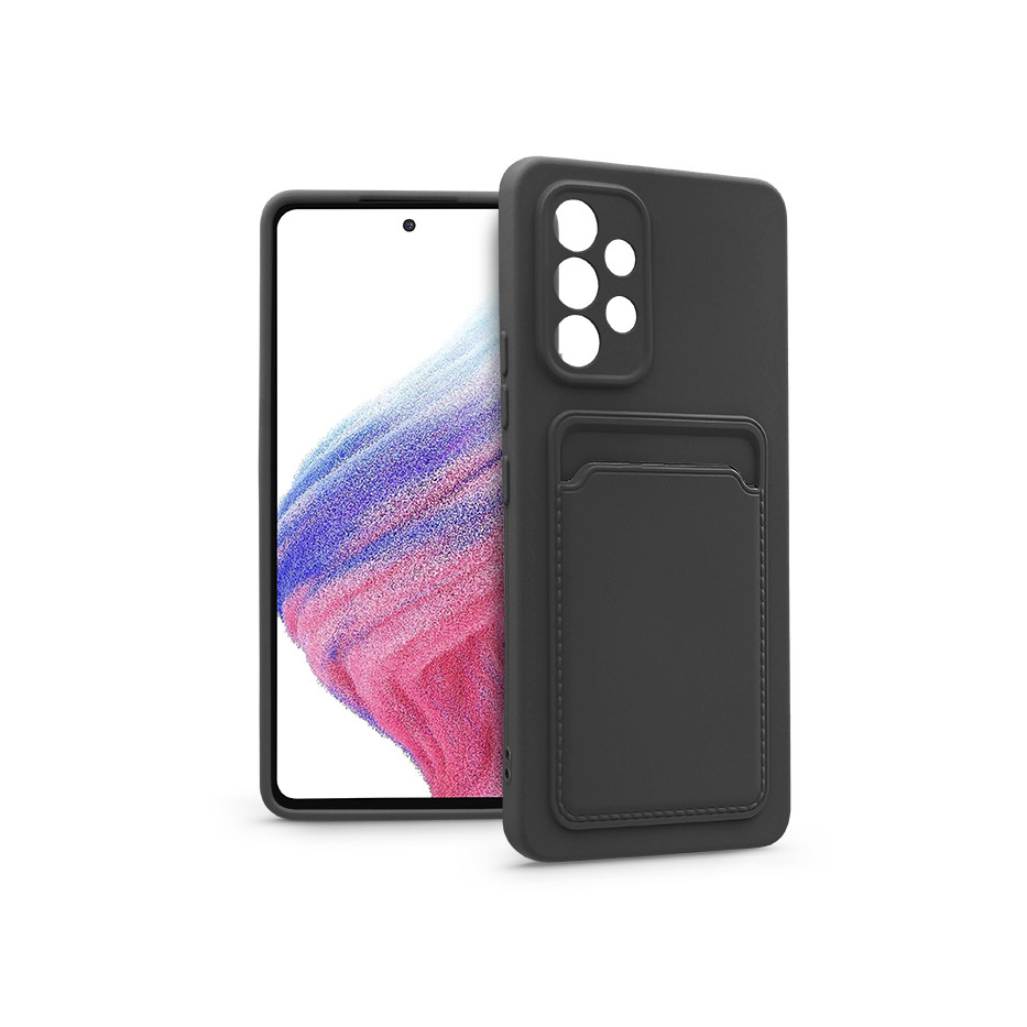 Samsung A536U Galaxy A53 5G szilikon hátlap kártyatartóval - Card Case - fekete (PT-6753)