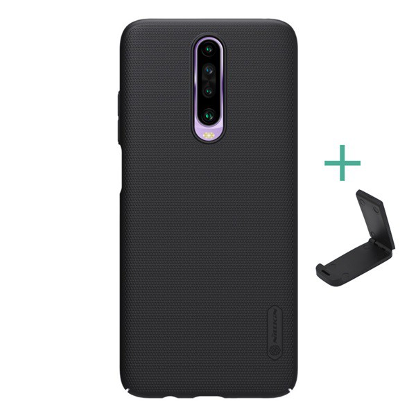 NILLKIN SUPER FROSTED műanyag telefonvédő (gumírozott, érdes felület + asztali tartó) FEKETE [Xiaomi Redmi K30 / K30 5G] (5996457934560)