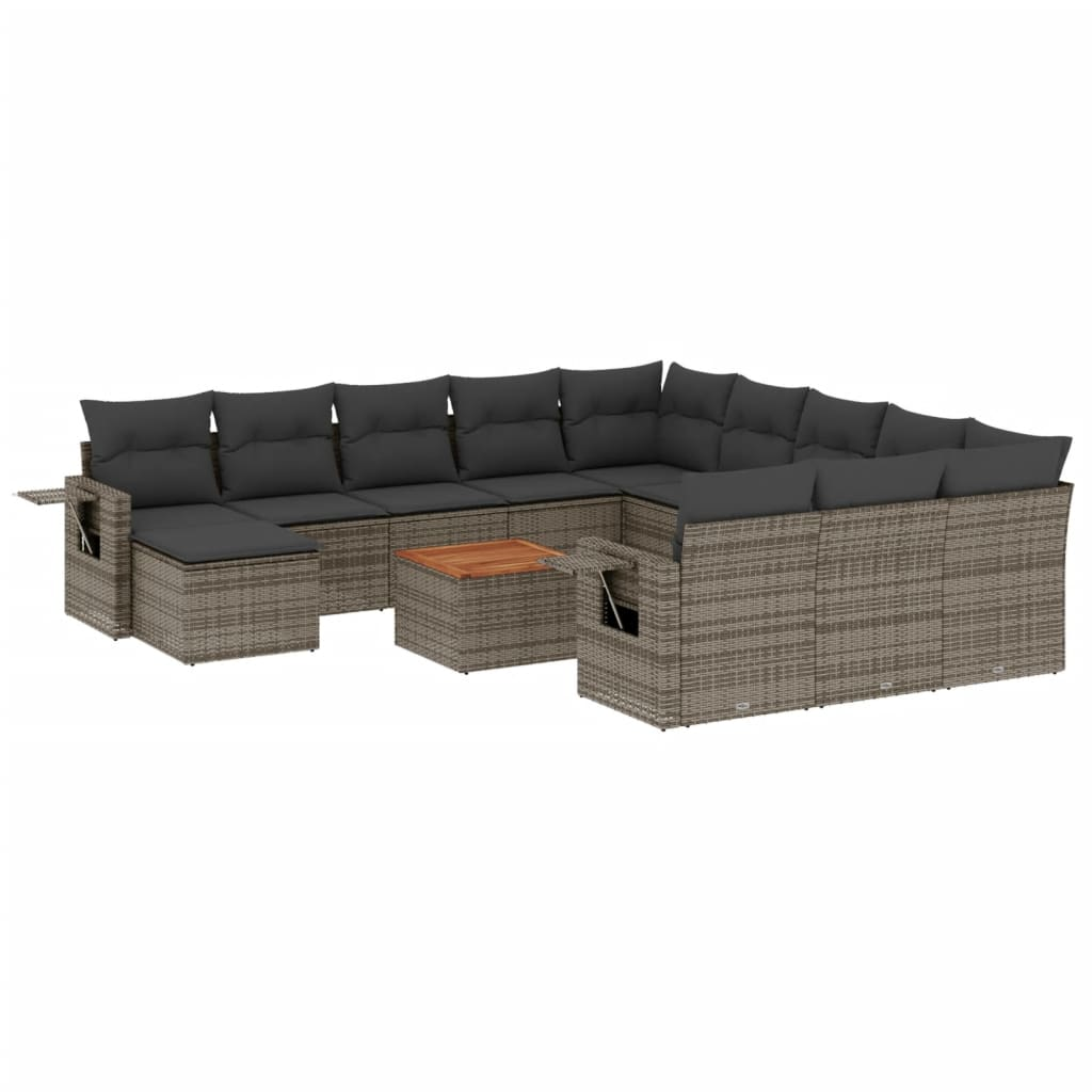 13 részes szürke polyrattan kerti ülőgarnitúra párnákkal (3257201)
