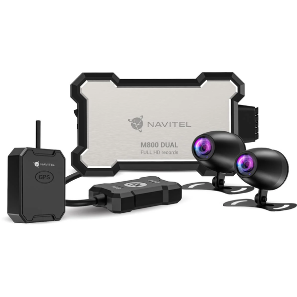 Видеорегистратор за мотоциклет DVR NAVITEL M800 DUAL, Sony STARVIS сензор, Две камери IP67 водоустойчивост, 130° заснемане, FullHD, GPS, WiFi