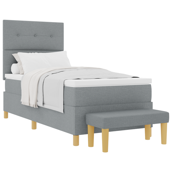 Boxspring Ágy Mattal és Pad Lányos Szürke 90x190 cm Szövet