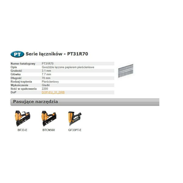 Bostitch szegek 3,10 x 70 domború 2200 db/csomag. (PT31R70)
