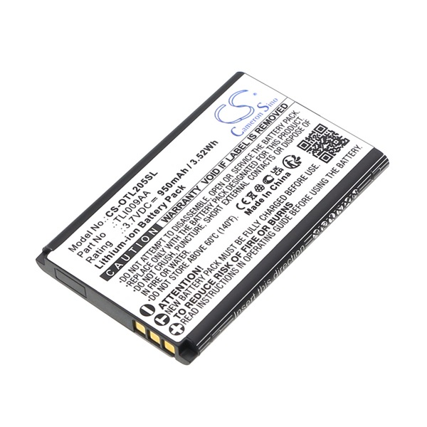 Cameron Sino Li-Ion akku (3.7V / 950mAh, Alcatel TLI009AA kompatibilis) FEKETE Alcatel OT-2038X / OT-2053D (CS-OTL205SL)