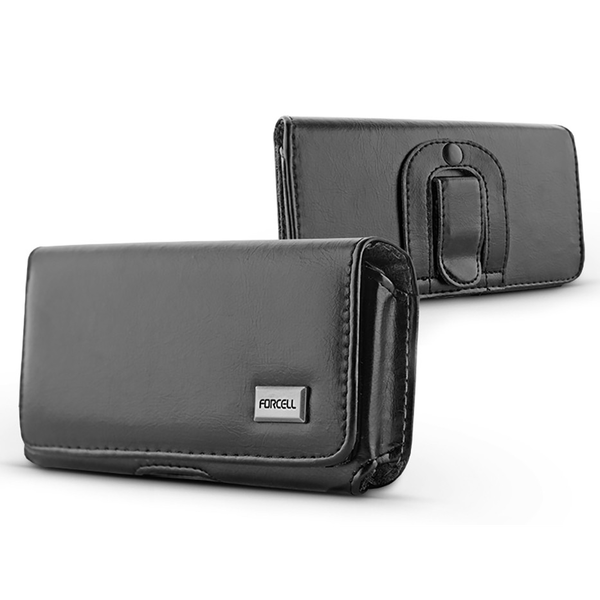 Чанта за колан с хоризонтална катарама за смартфон Classic, Съвместима със Samsung A6 2018/Huawei P20/Nokia 3.1/Nokia 5.1, Размер M16, Черен