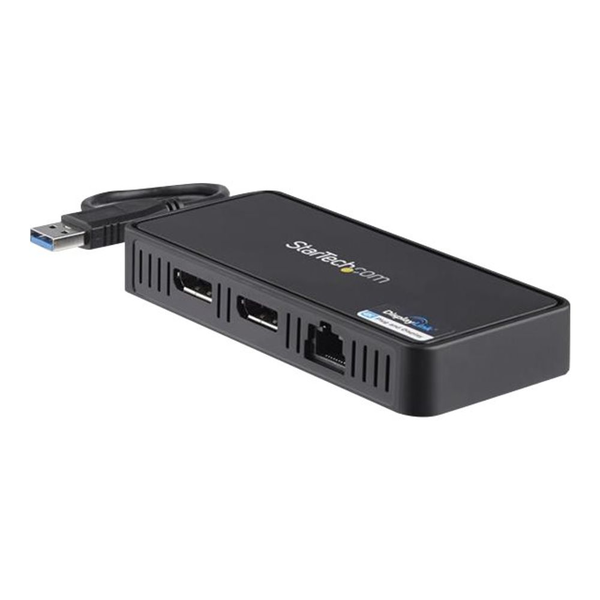StarTech.com USBA2DPGB dokkoló állomás és port replikátor Vezetékes USB 3.2 Gen 1 (3.1 Gen 1) Type-A Fekete