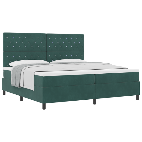 Boxspring Ágy Matrac Kígyózöld 200x200 cm Bársony