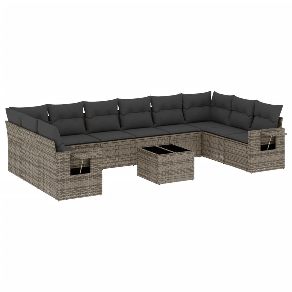 11 részes szürke polyrattan kerti ülőgarnitúra párnákkal (3253017)