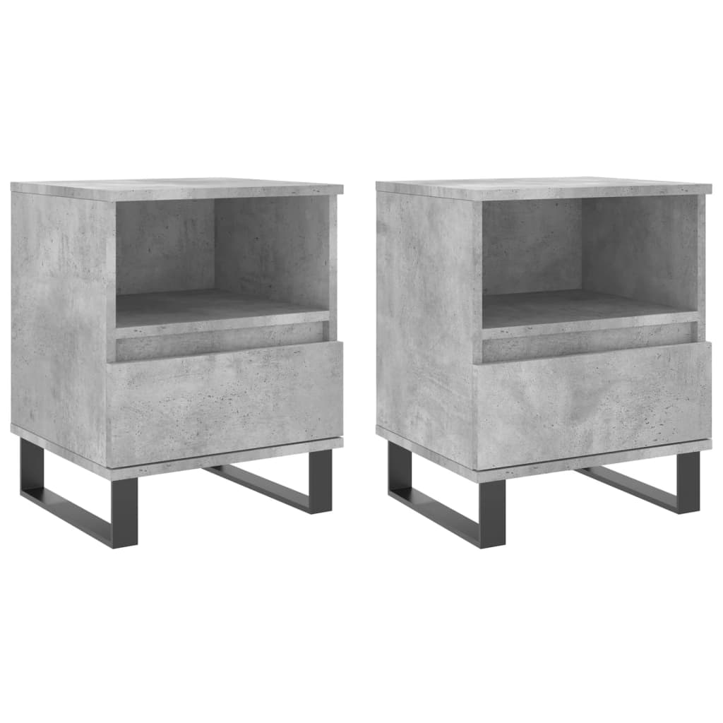 2 db betonszürke szerelt fa éjjeliszekrény 40 x 35 x 50 cm (830645)