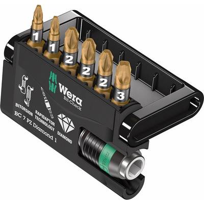 Wera Bit-Check 7 PZ Diamond 1 05057412001 Bit készlet 7 részes Kereszthornyú Pozidriv BiTorsion (05057412001)