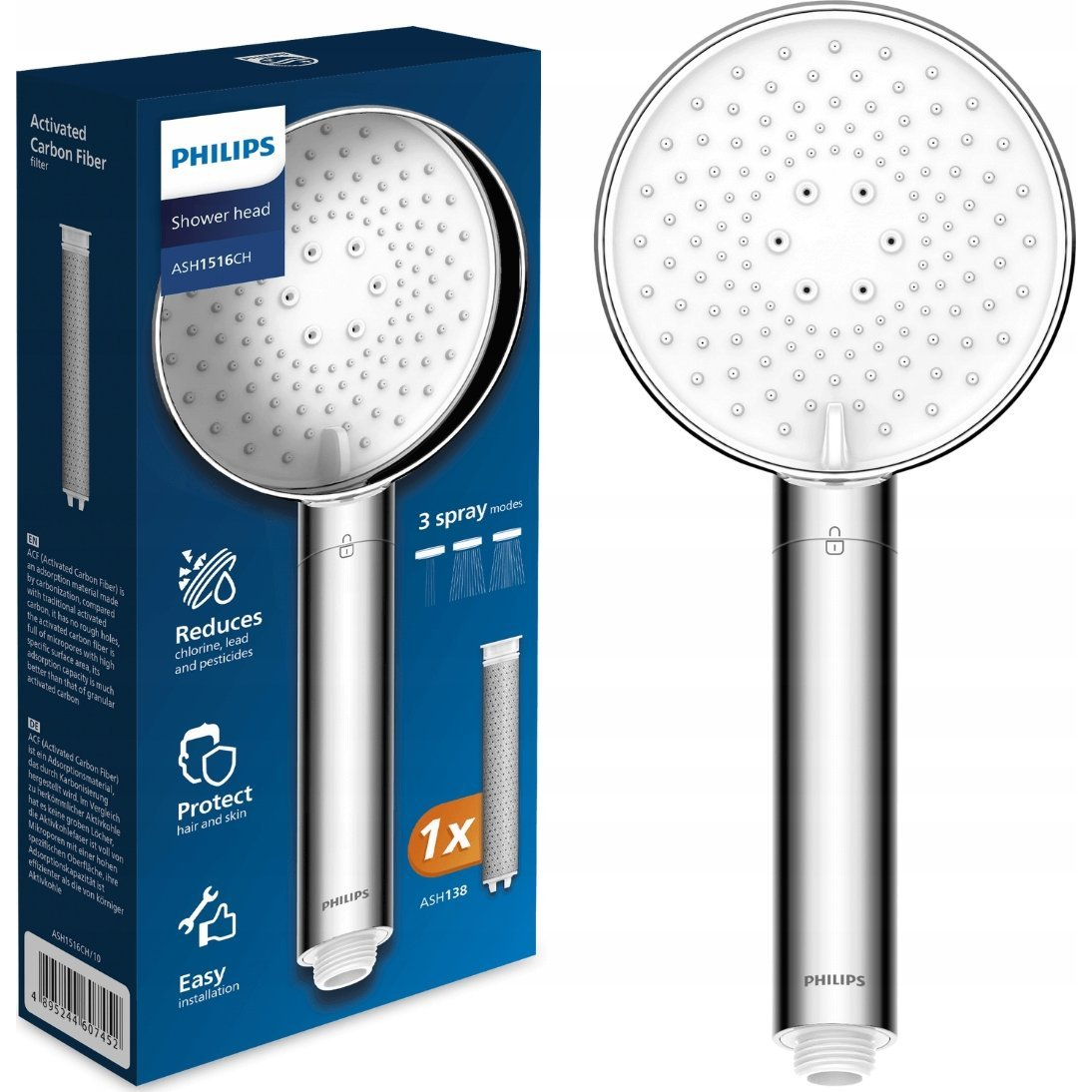 Philips ASH1516CH/10 Kézizuhanyszűrő, króm + vízszűrő (002256420000)