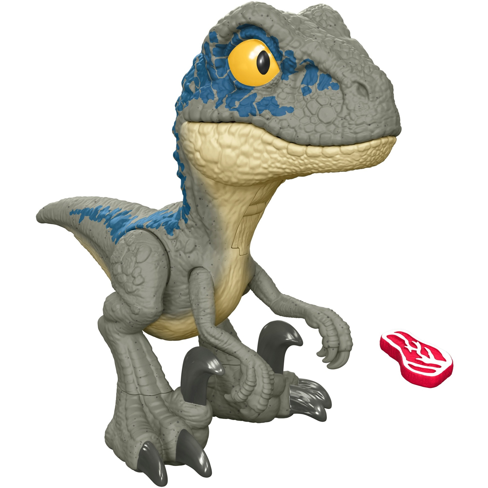 Mattel Jurassic World Mega Roar Velociraptor kék figura (HVB44)
