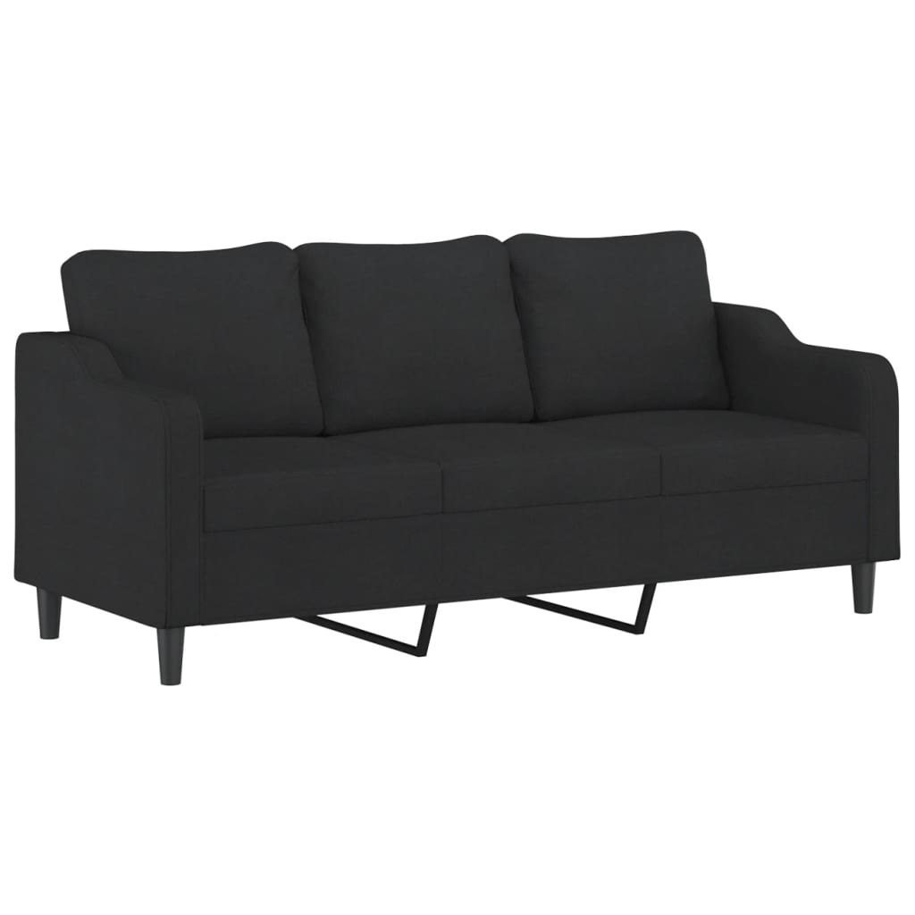 3 személyes fekete szövetkanapé 180 cm (359371)