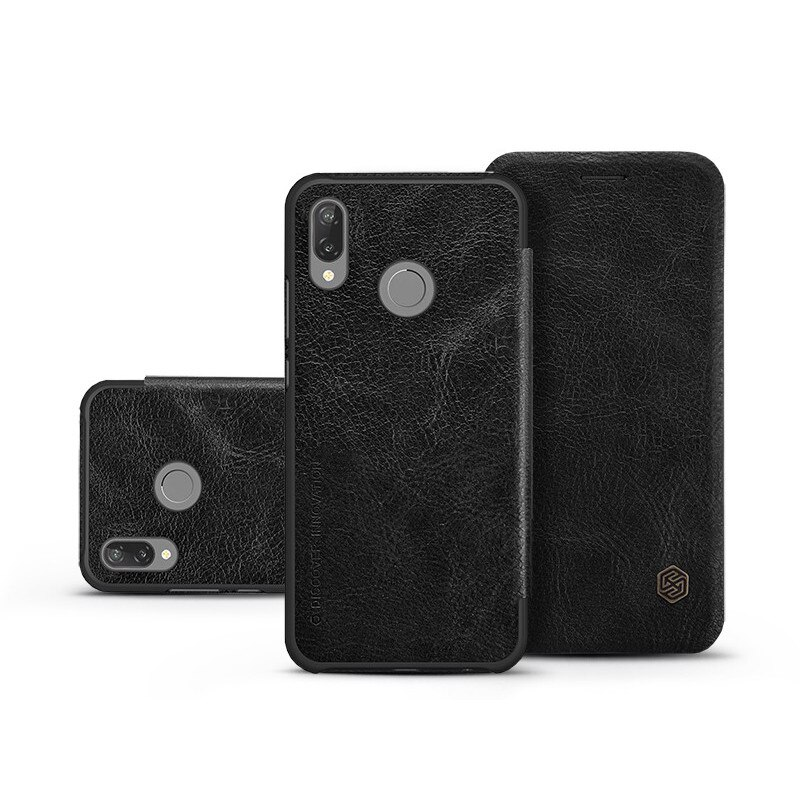 Nillkin Qin Huawei P20 Lite Oldalra Nyíló Flip Tok - Fekete (Bontott) (NL155107/bontott)