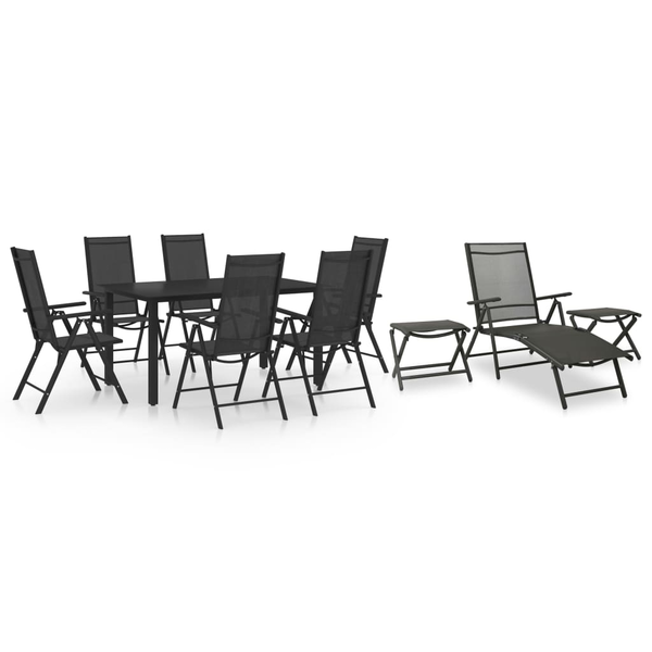Комплект Трапезен Комплект vidaXL, Алуминий, Черен,178 x 61,5 x 60 см,10 Броя
