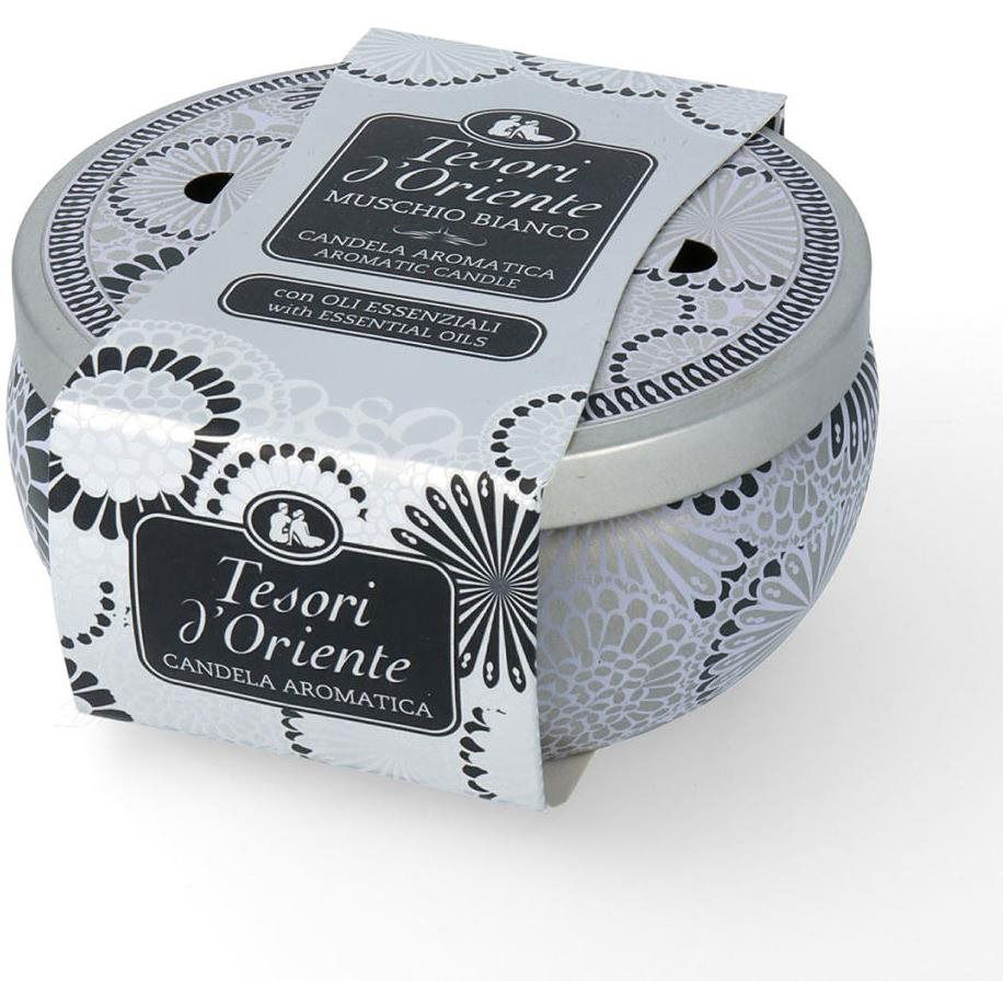 Tesori d'Oriente White Musk Scented Illatgyertya fém dobozban 200 g (8008970043708)