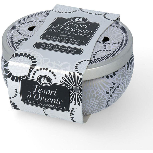 Tesori d'Oriente White Musk Scented Illatgyertya fém dobozban 200 g