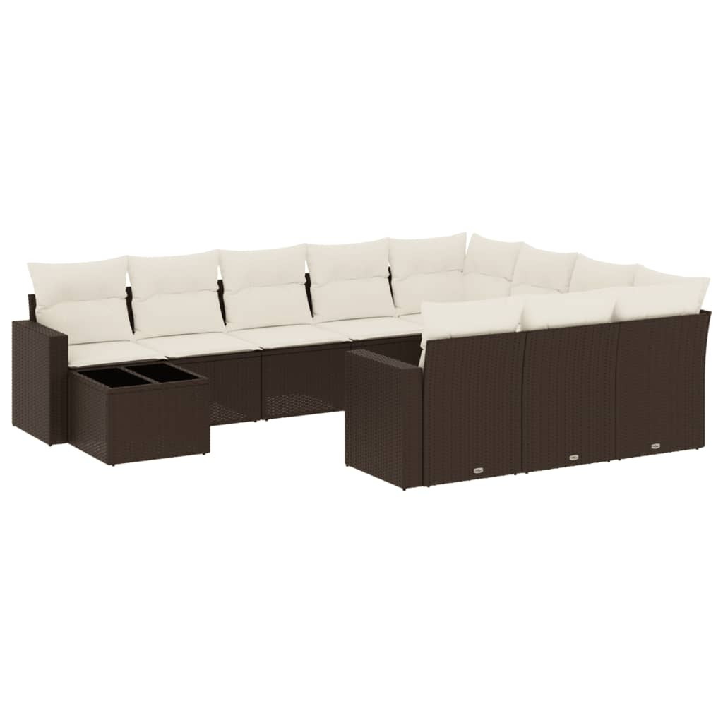 11 részes barna polyrattan kerti ülőgarnitúra párnákkal (3219523)