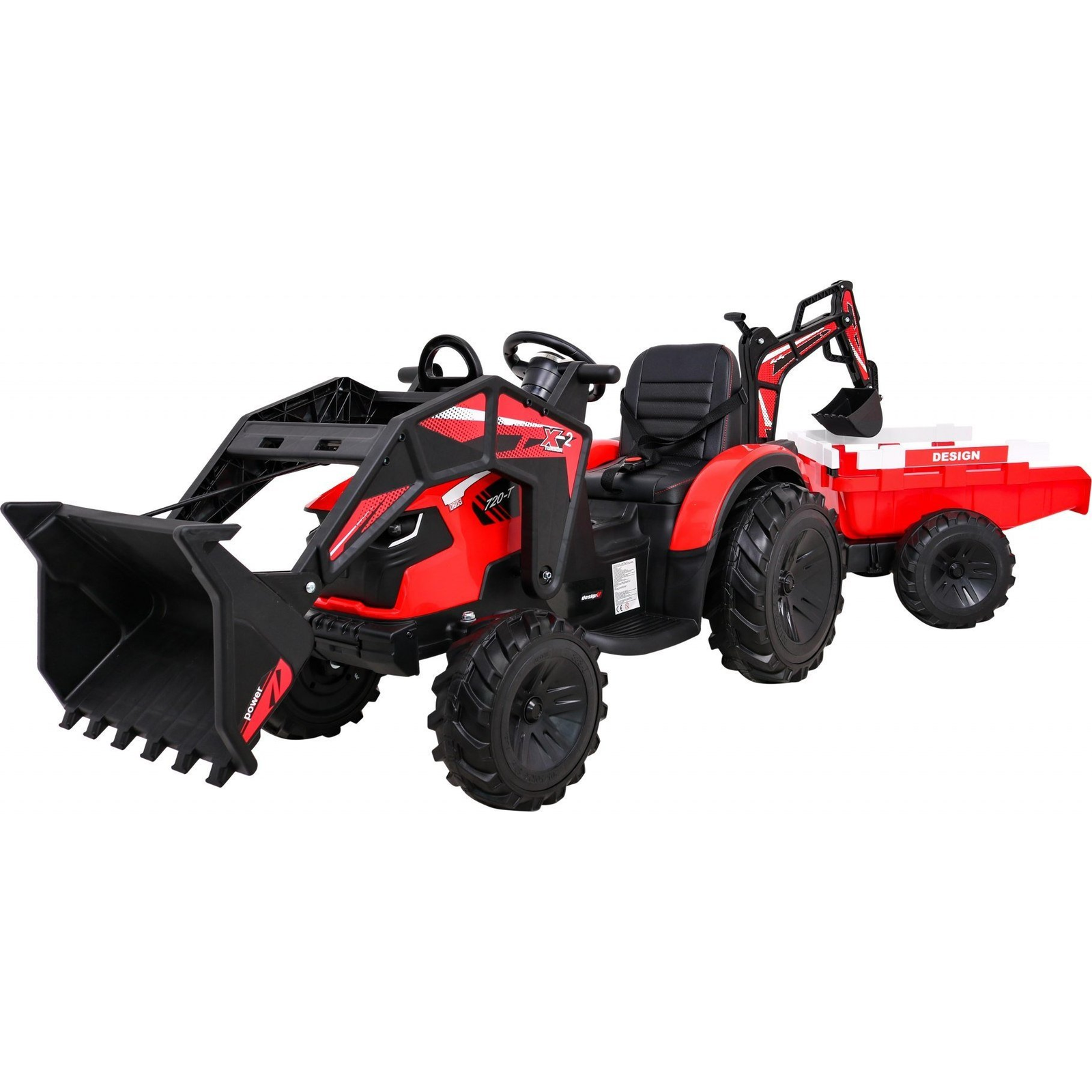 720-T Traktor Pótkocsival Piros-Fekete Színben (PA.SX2068.CR)