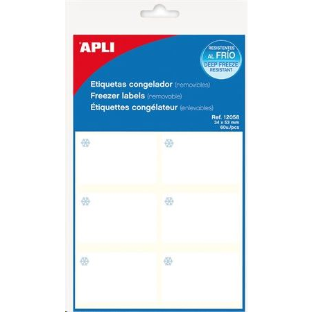 APLI 34x53 mm fagyasztható etikett, kerekített sarkú, A5 hordozón 60 darab (LCA12058) (LCA12058)