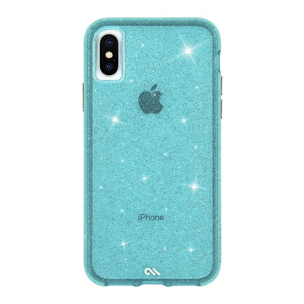 CASE-MATE SHEER szilikon telefonvédő (közepesen ütésálló, légpárnás keret, csillámporos) VILÁGOSKÉK [Apple iPhone XS 5.8] (CM037942)