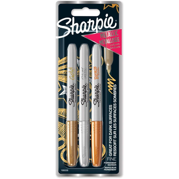 Sharpie Metallic Marker Permanent F 3 Stk Gold,Silber,Bronze Blister
