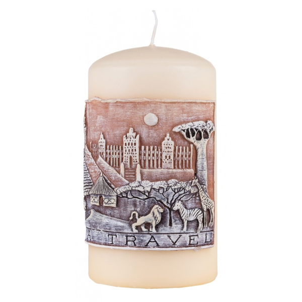 Świeca słupek DONAU HOME Africa Travel, 80x150mm, kremowy