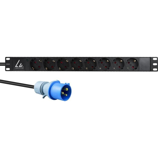 Lanview LVR-3MIEC-LIC-SCH8 unità di distribuzione dell'energia (PDU) 8 presa(e) AC 1U Nero