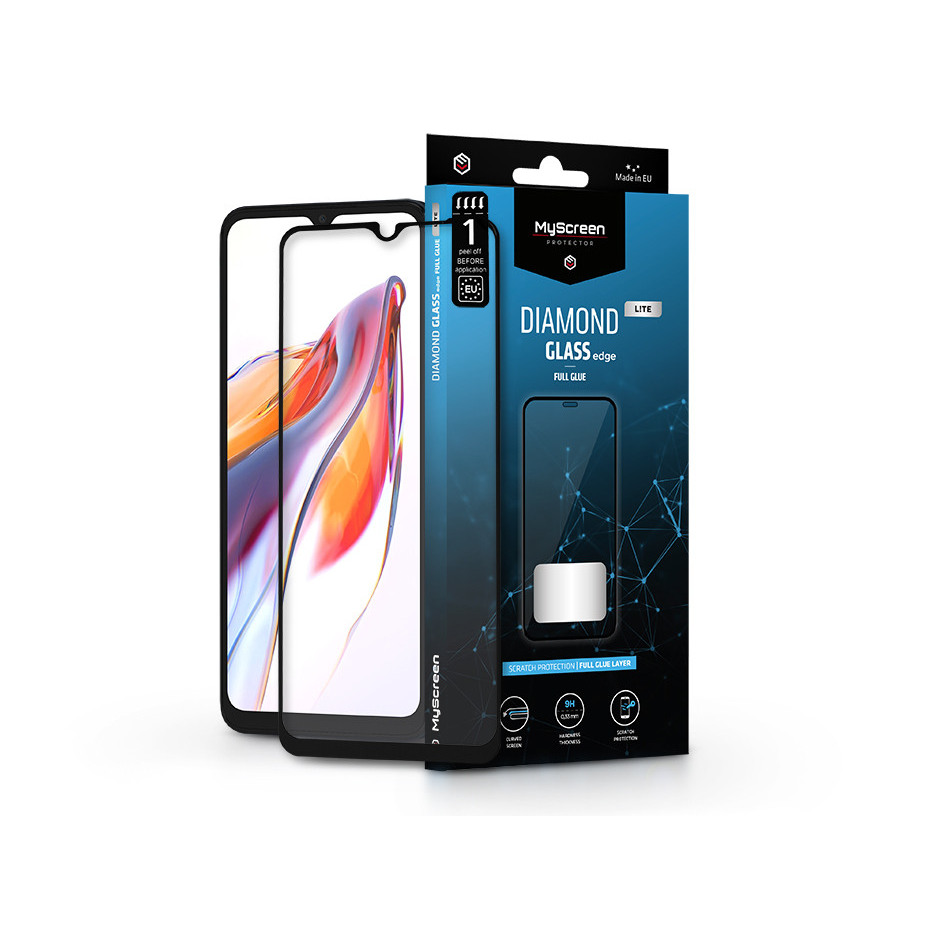 Xiaomi Redmi 12C/Redmi 11A edzett üveg képernyővédő fólia - MyScreen Protector Diamond Glass Lite Edge2.5D Full Glue - black (LA-2320)
