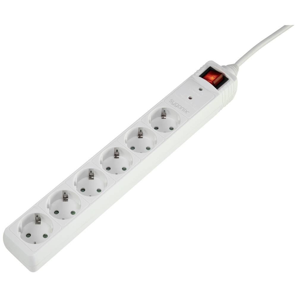 Sygonix SY-5044446 Túlfeszültség ellen védő elosztó fehér 1,4m (SY-5044446)