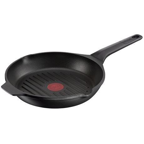 Tigaie grill Tefal Robusto, 26 cm, aluminiu, ThermoSpot, inductie, Negru
