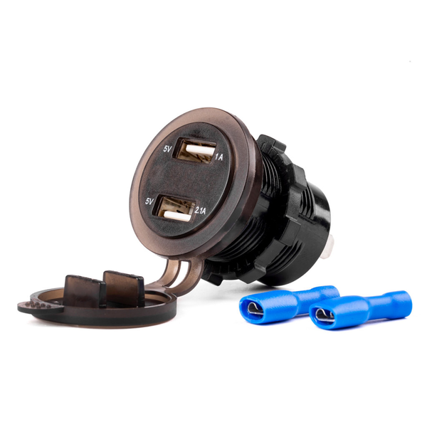 AMiO Vízálló Töltő Voltmérővel 2 USB 12/24V 3A (0502856)