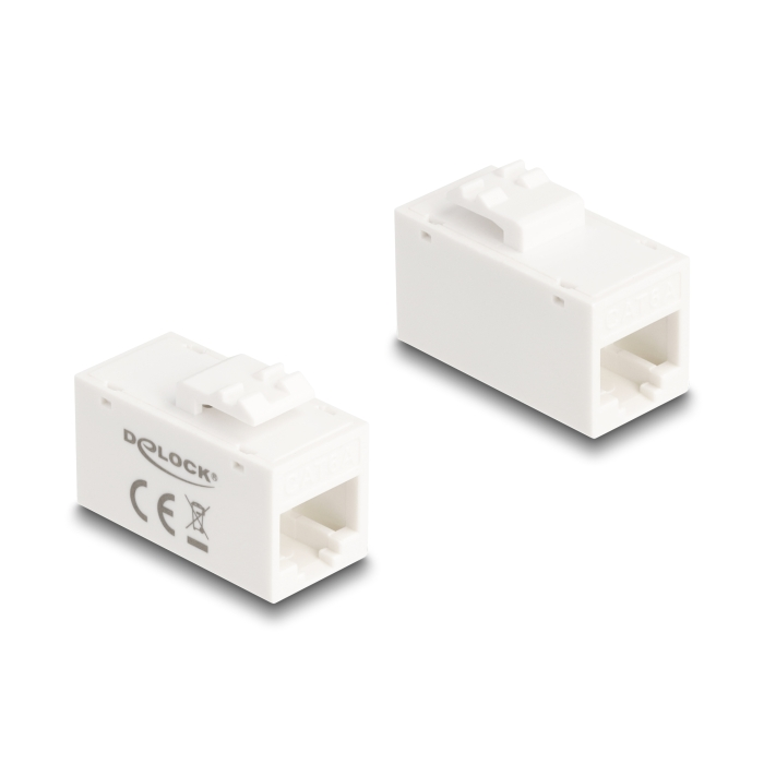 Delock Keystone modul, RJ45-aljzat - RJ45-aljzat, Cat.6A UTP fehér (90639) (90639)
