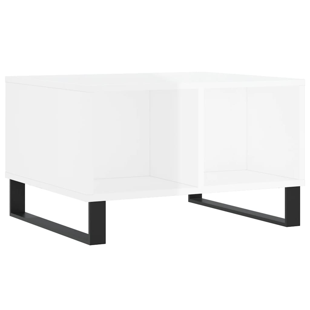 magasfényű fehér szerelt fa dohányzóasztal 60 x 50 x 36,5 cm (830550)